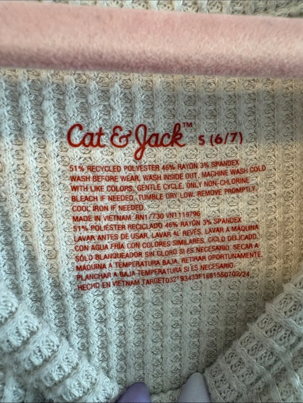 Cat & Jack Cream Waffle-Knit Tiered Long-Sleeve Dress